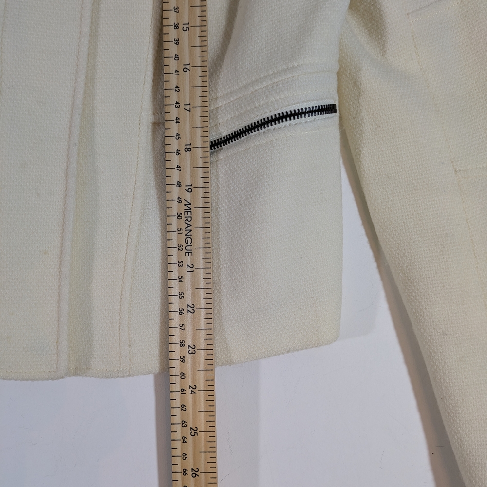Vince Cream Wool Blend Blazer Jacket - Zipper Detail - Size 10 - Picture 8 of 16